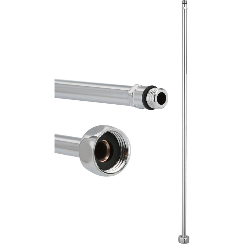 Трубка жесткая для смесителя хромированная, M10 х 1/2"н.г х 80см